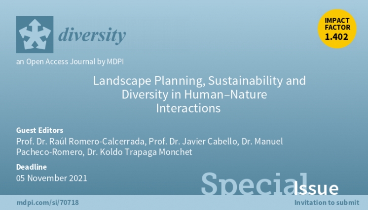 Call for Publications for the Special Issue "Landscape Planning, Sustainability and Diversity in Human-Nature Interactions" for the Journal Diversity (Deadline November 5 2021)